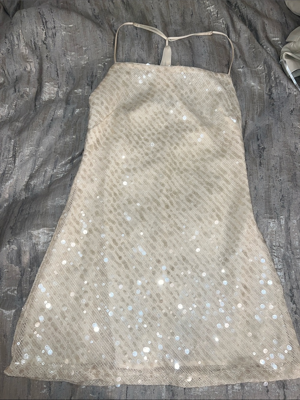 Abercrombie & Fitch Champagne Sequin Slip Dress